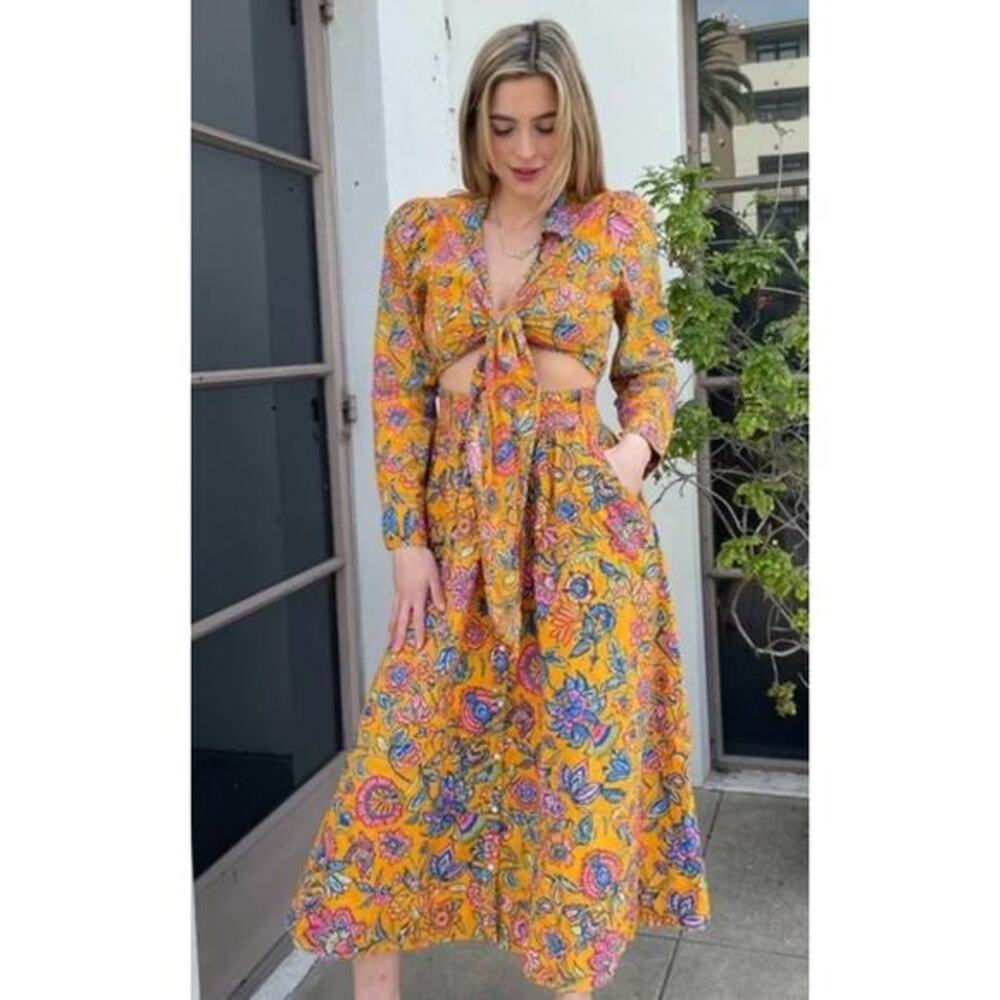 House of Harlow Orange Floral Cutout Dress